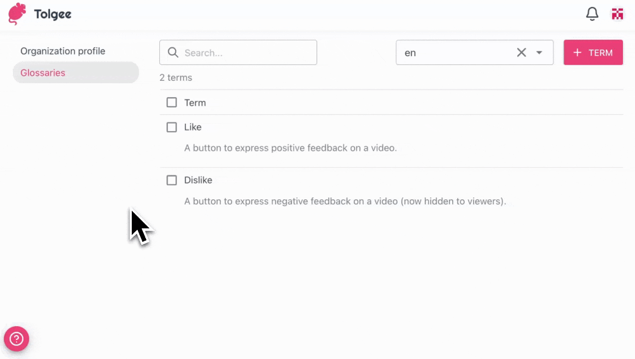 Translate term editor